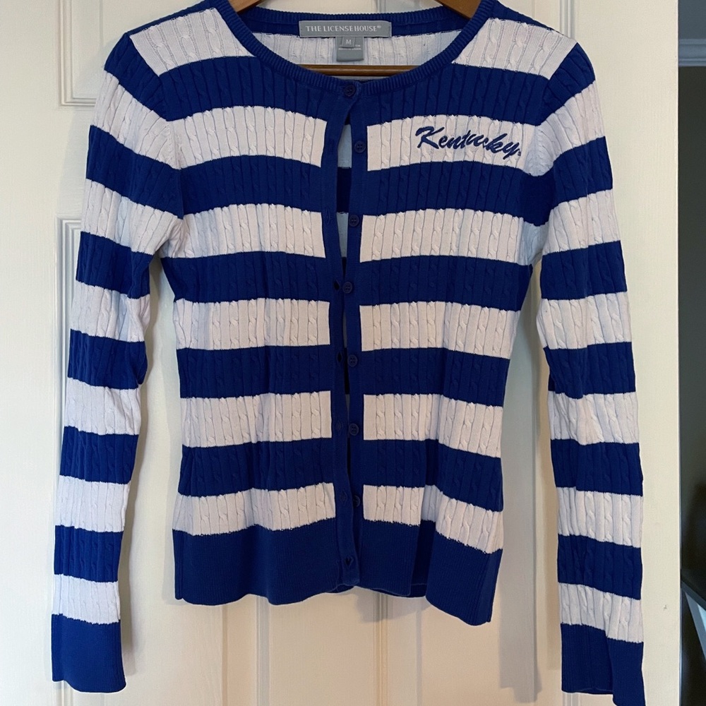 License House University of Kentucky striped cable knit cardigan